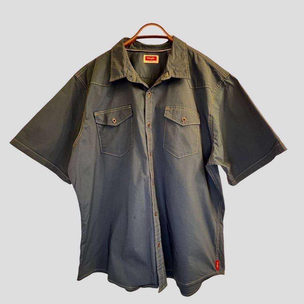 Wrangler Men’s Shirt 2XL Blue Button Down Short Sleeves
